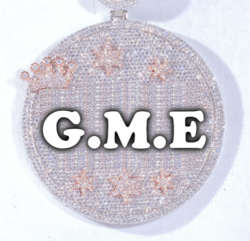 CUSTOM LETTER NECKLACE 3D BIG CROWN DISC