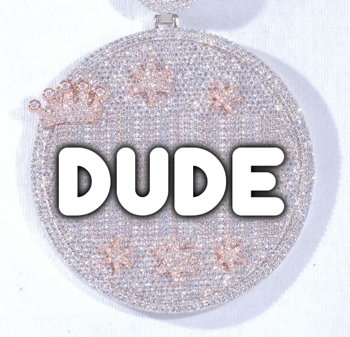 CUSTOM LETTER NECKLACE 3D BIG CROWN DISC