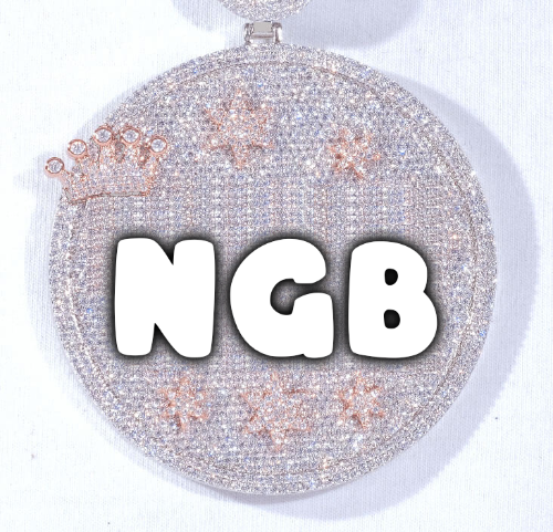 CUSTOM LETTER NECKLACE 3D BIG CROWN DISC