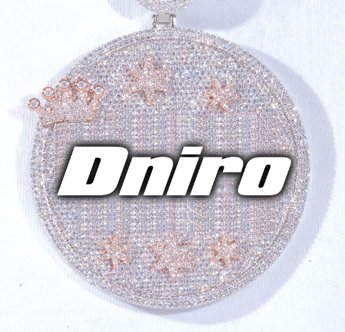 CUSTOM LETTER NECKLACE 3D BIG CROWN DISC