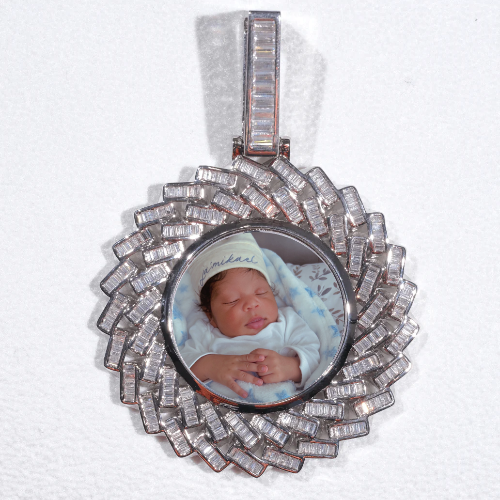 Large 3D Baguette Custom Picture Pendant