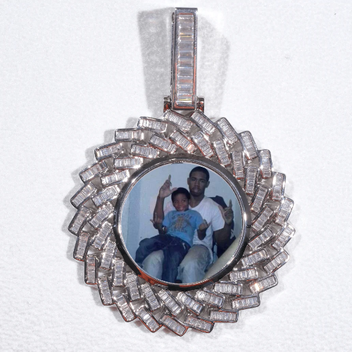 Large 3D Baguette Custom Picture Pendant