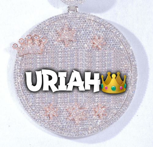 CUSTOM LETTER NECKLACE 3D BIG CROWN DISC