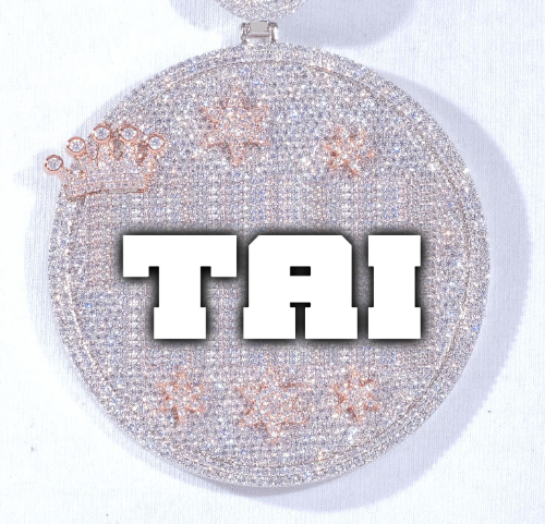 CUSTOM LETTER NECKLACE 3D BIG CROWN DISC