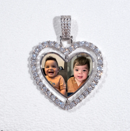 3D Spinning 2-Faced Heart Custom Picture Pendant