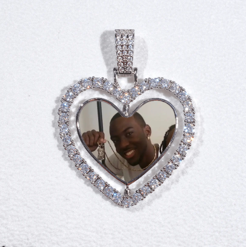 3D Spinning 2-Faced Heart Custom Picture Pendant
