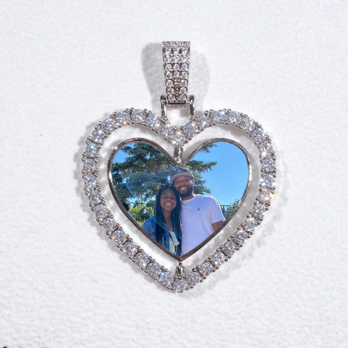 3D Spinning 2-Faced Heart Custom Picture Pendant