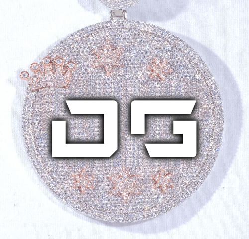 CUSTOM LETTER NECKLACE 3D BIG CROWN DISC