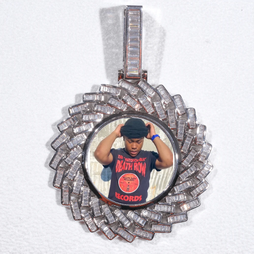 Large 3D Baguette Custom Picture Pendant