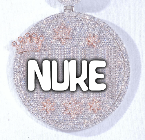 CUSTOM LETTER NECKLACE 3D BIG CROWN DISC