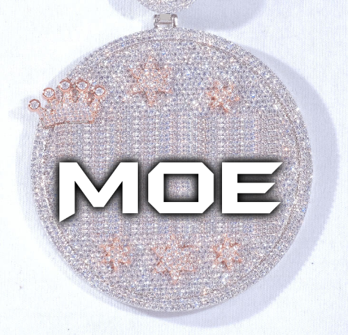 CUSTOM LETTER NECKLACE 3D BIG CROWN DISC