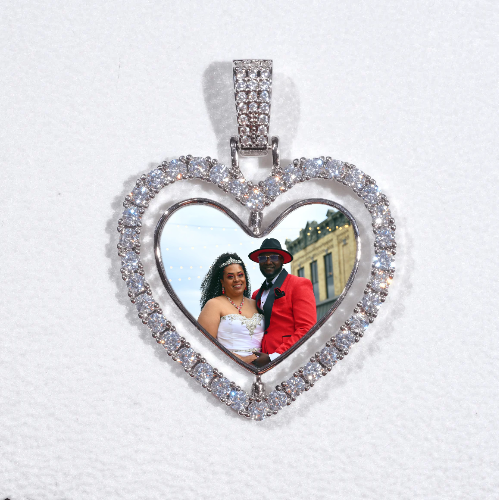 3D Spinning 2-Faced Heart Custom Picture Pendant