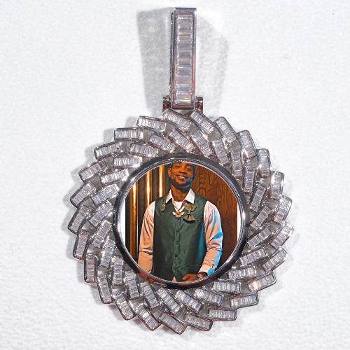 Large 3D Baguette Custom Picture Pendant