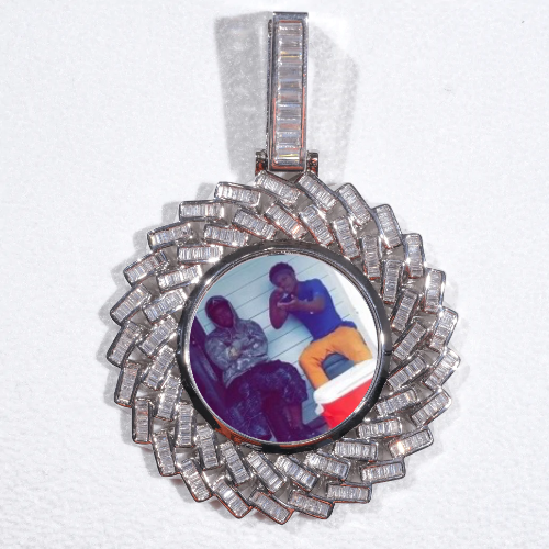 Large 3D Baguette Custom Picture Pendant