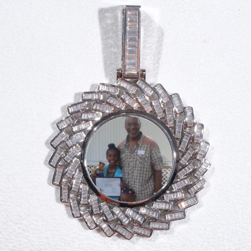 Large 3D Baguette Custom Picture Pendant