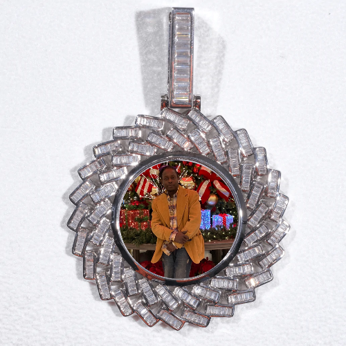 Large 3D Baguette Custom Picture Pendant