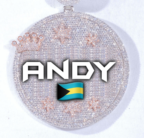 CUSTOM LETTER NECKLACE 3D BIG CROWN DISC