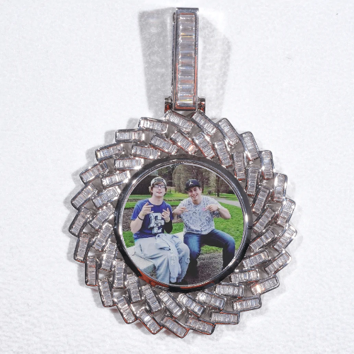 Large 3D Baguette Custom Picture Pendant