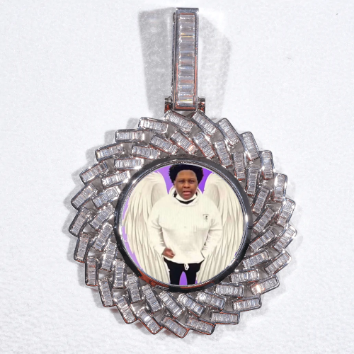 Large 3D Baguette Custom Picture Pendant