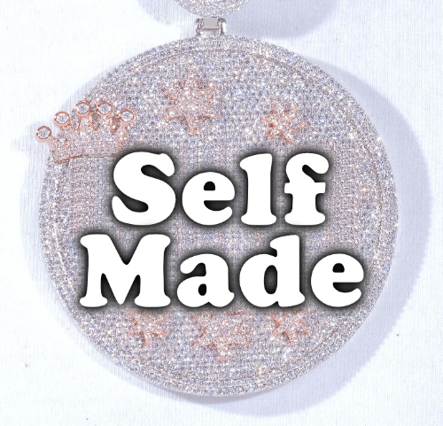 CUSTOM LETTER NECKLACE 3D BIG CROWN DISC