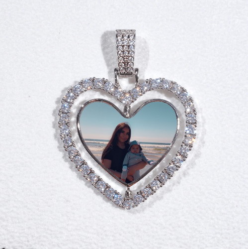 3D Spinning 2-Faced Heart Custom Picture Pendant