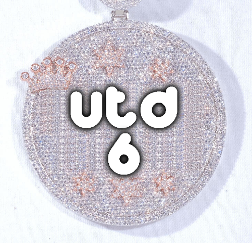 CUSTOM LETTER NECKLACE 3D BIG CROWN DISC