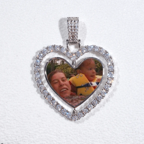 3D Spinning 2-Faced Heart Custom Picture Pendant