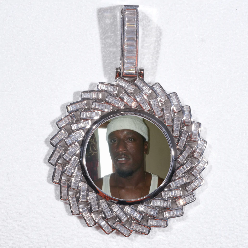 Large 3D Baguette Custom Picture Pendant