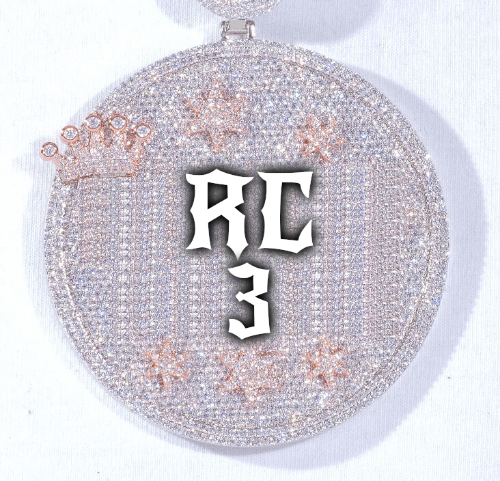 CUSTOM LETTER NECKLACE 3D BIG CROWN DISC