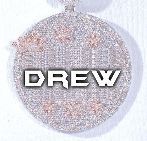 CUSTOM LETTER NECKLACE 3D BIG CROWN DISC