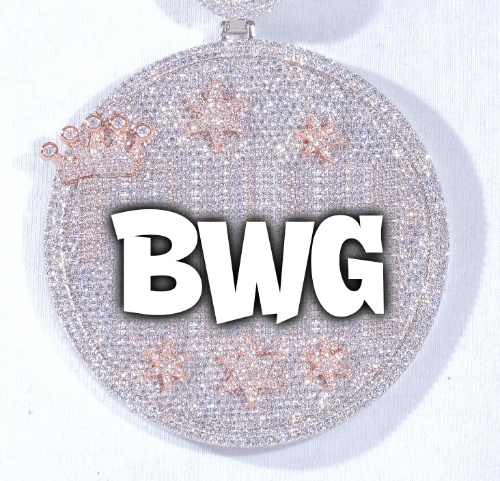 CUSTOM LETTER NECKLACE 3D BIG CROWN DISC