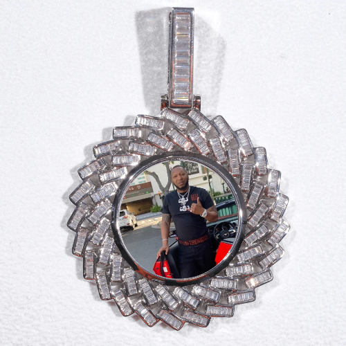 Large 3D Baguette Custom Picture Pendant