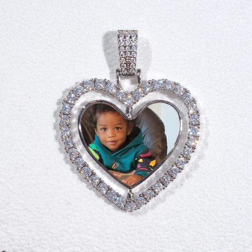 3D Spinning 2-Faced Heart Custom Picture Pendant