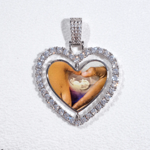 3D Spinning 2-Faced Heart Custom Picture Pendant