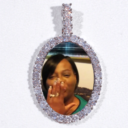 Large 3D Oval Custom Picture Pendant