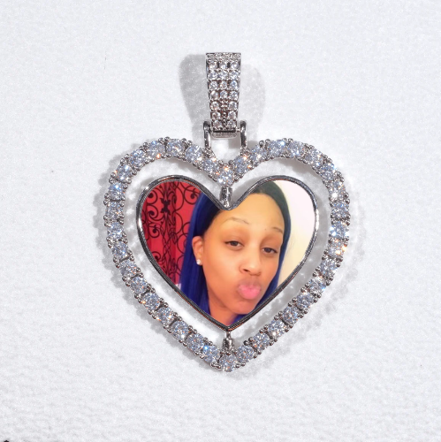 3D Spinning 2-Faced Heart Custom Picture Pendant