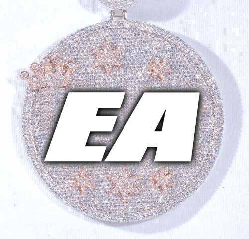 CUSTOM LETTER NECKLACE 3D BIG CROWN DISC