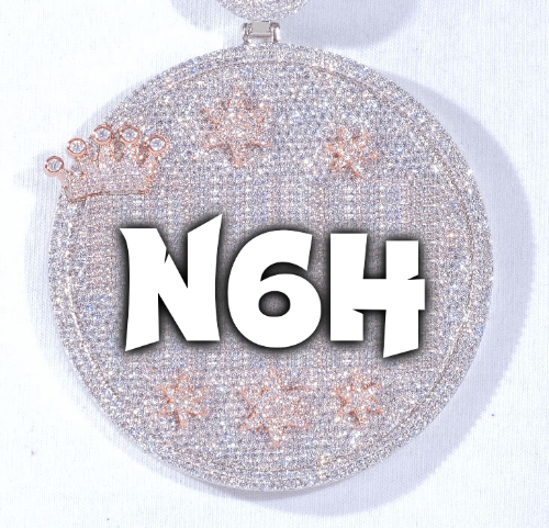 CUSTOM LETTER NECKLACE 3D BIG CROWN DISC