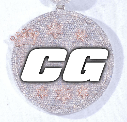 CUSTOM LETTER NECKLACE 3D BIG CROWN DISC