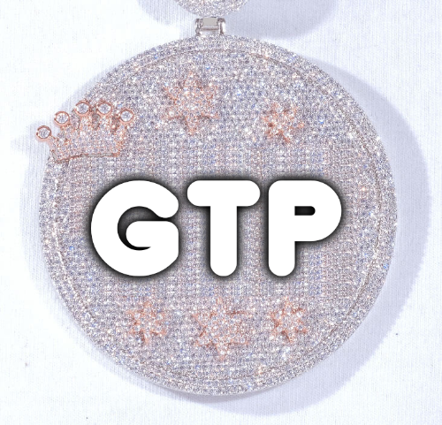 CUSTOM LETTER NECKLACE 3D BIG CROWN DISC