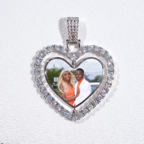 3D Spinning 2-Faced Heart Custom Picture Pendant