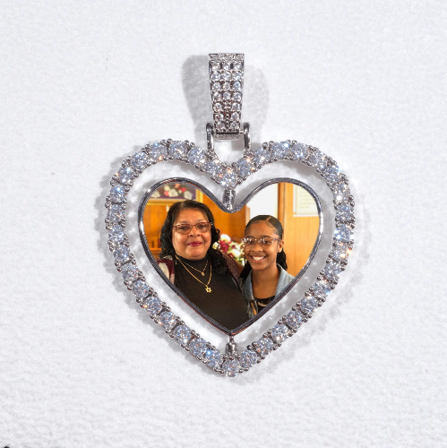 3D Spinning 2-Faced Heart Custom Picture Pendant