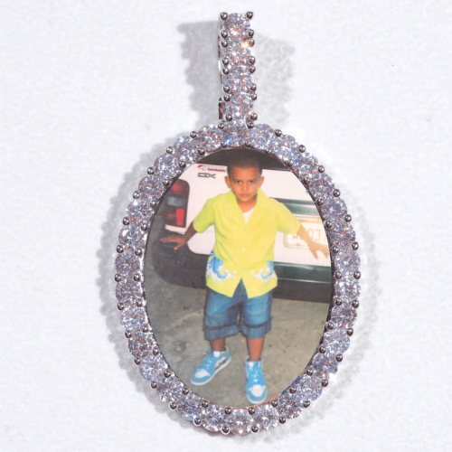 Large 3D Oval Custom Picture Pendant