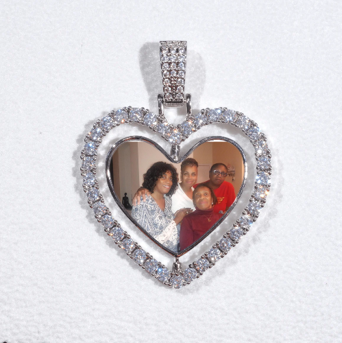 3D Spinning 2-Faced Heart Custom Picture Pendant