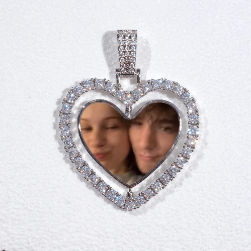 3D Spinning 2-Faced Heart Custom Picture Pendant