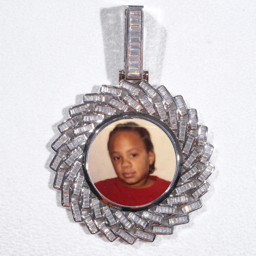 Large 3D Baguette Custom Picture Pendant