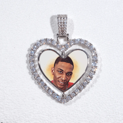 3D Spinning 2-Faced Heart Custom Picture Pendant