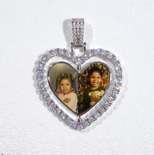 3D Spinning 2-Faced Heart Custom Picture Pendant
