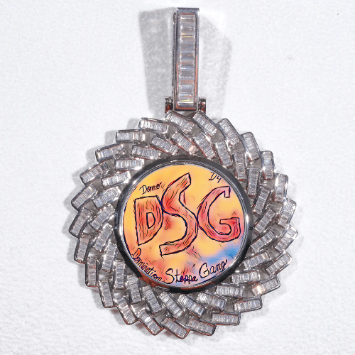 Large 3D Baguette Custom Picture Pendant