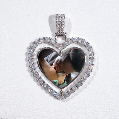 3D Spinning 2-Faced Heart Custom Picture Pendant